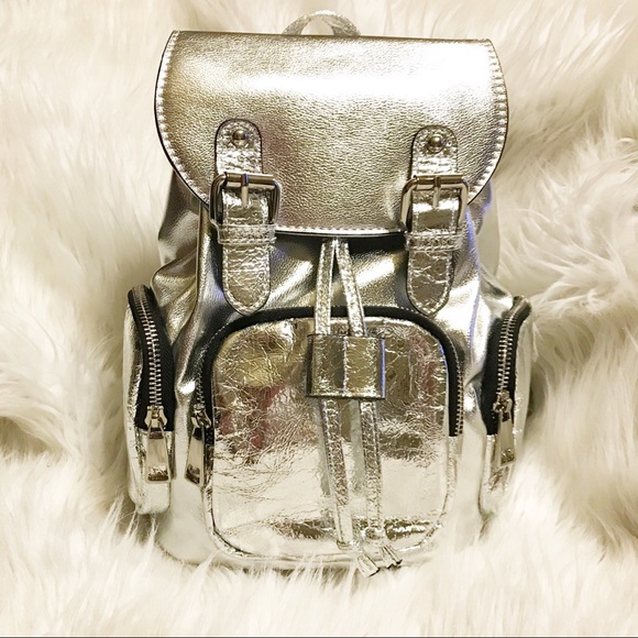 Handbags - Silver metallic mini backpack
